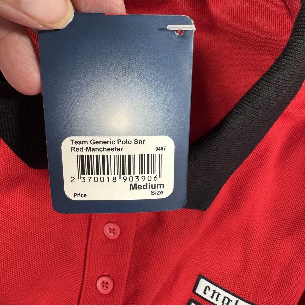 Team Spirit Polo Shirt Mens M Red Manchester England Soccer Sport 10 NWT - Picture 6 of 8